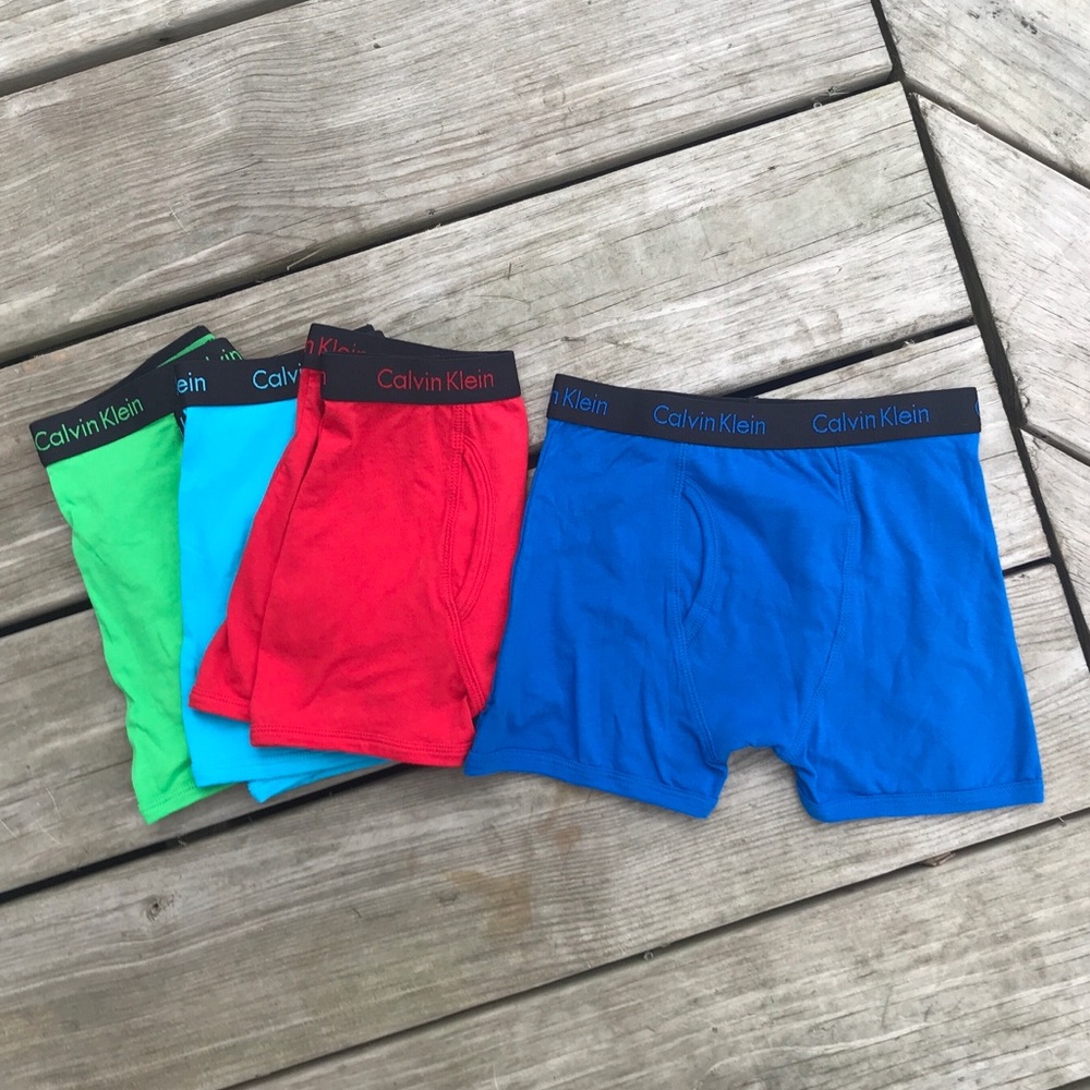 Calvin Klein boys assorted color boxer briefs.